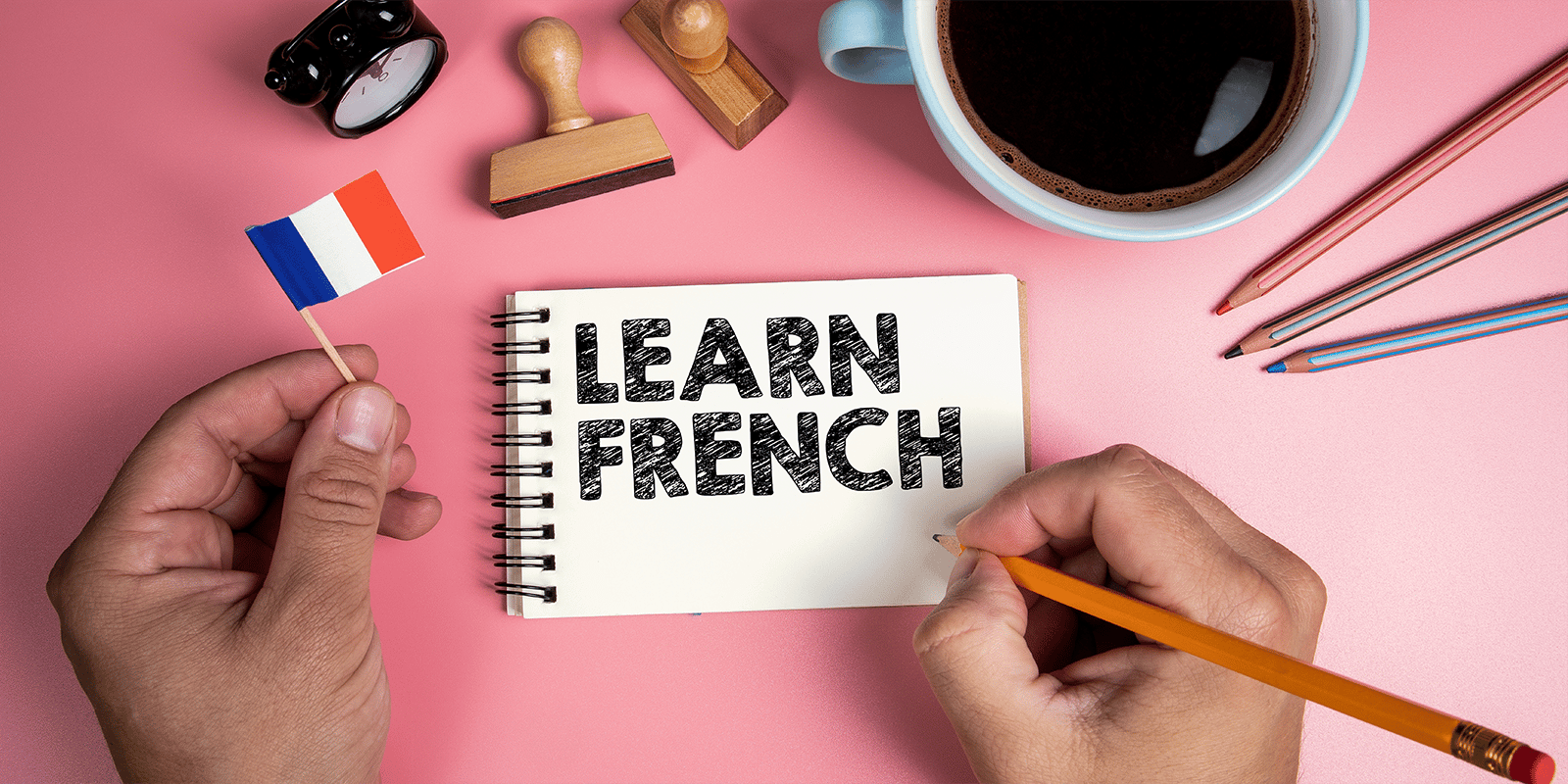 Learn french. French Learning Wallpaper. French Learning illustration. Learn French with pictures.